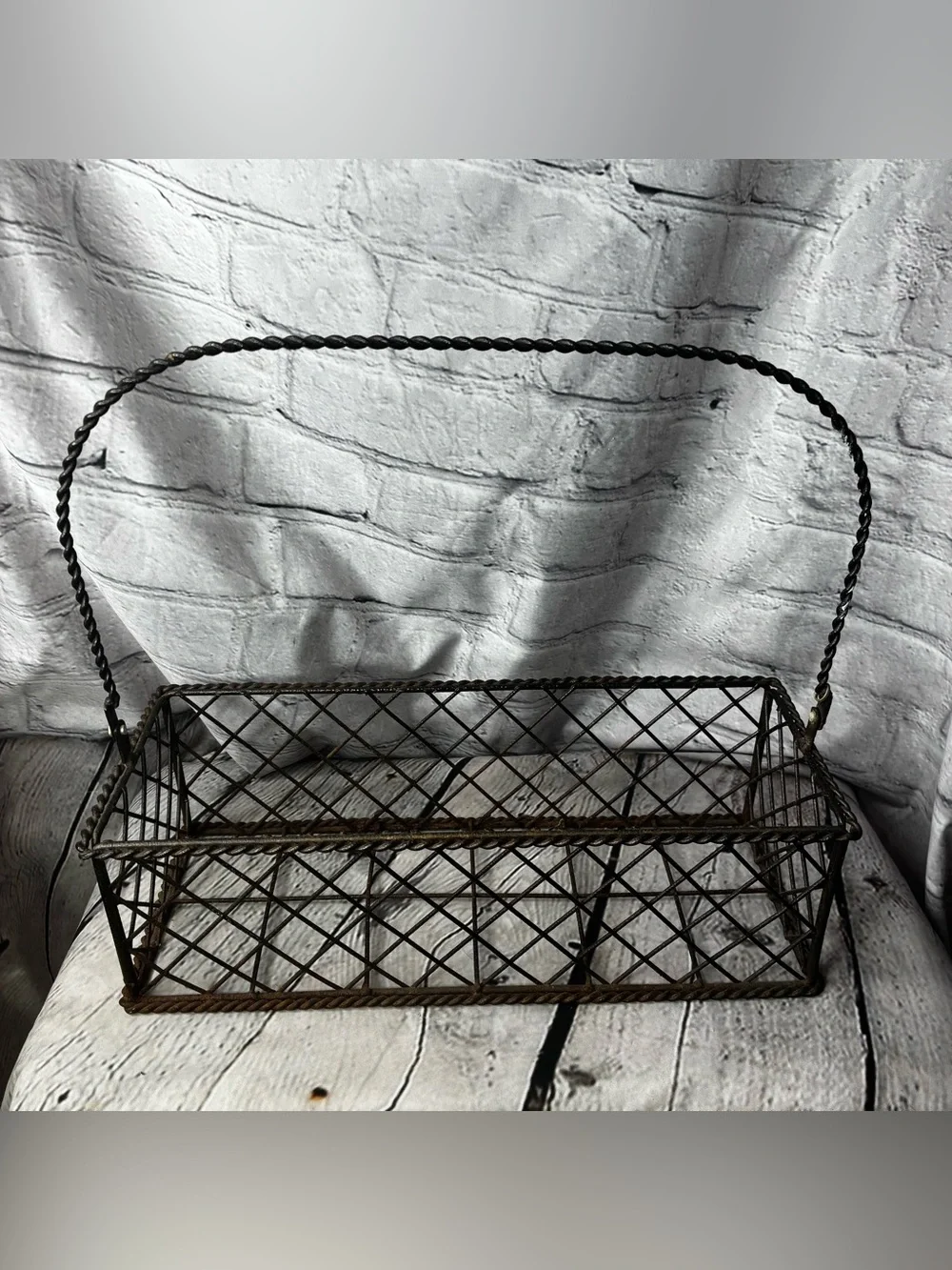 Retro French Country Rustique Metal Wire Basket Utility Caddy Multipurpose GUC